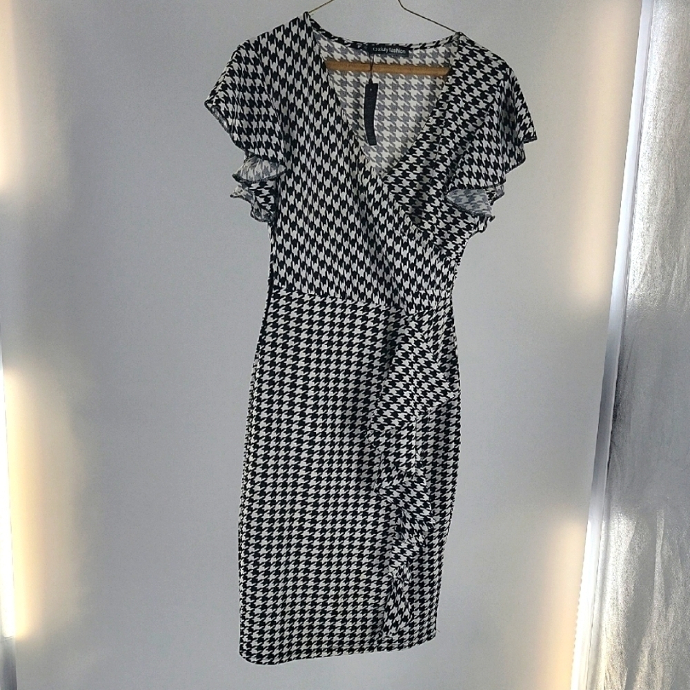 Black and White Houndstooth Dress